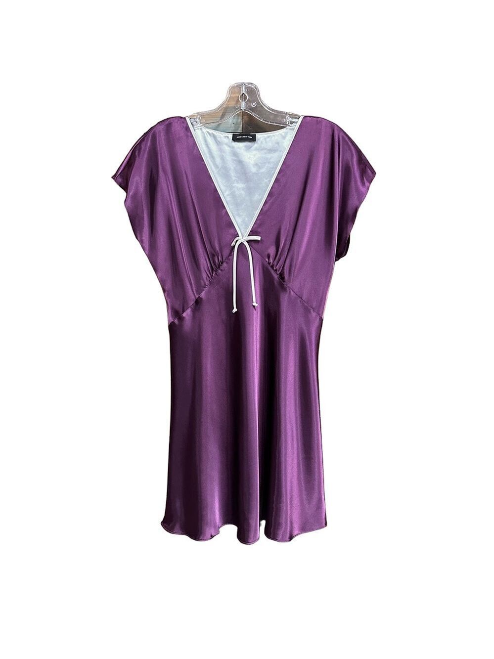 Vintage 90s grape Jones New York sateen Vneck nightwear dress Medium